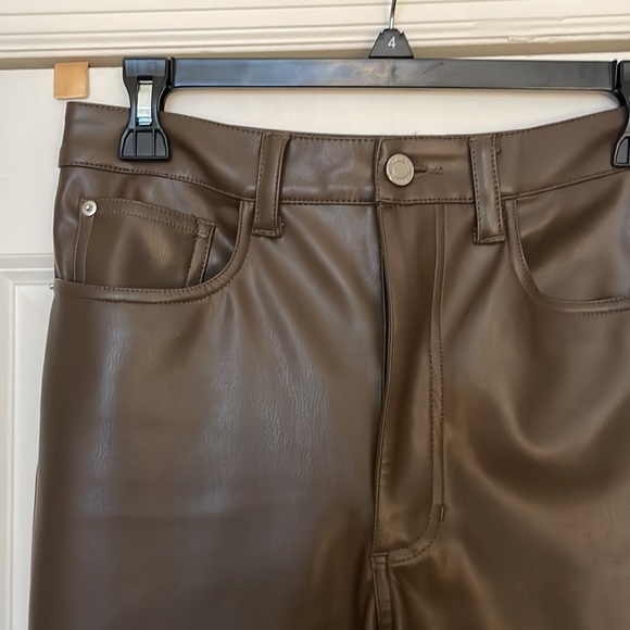 We Wore What Chocolate Brown Pleather Bootleg Pants - Picture 2 of 7